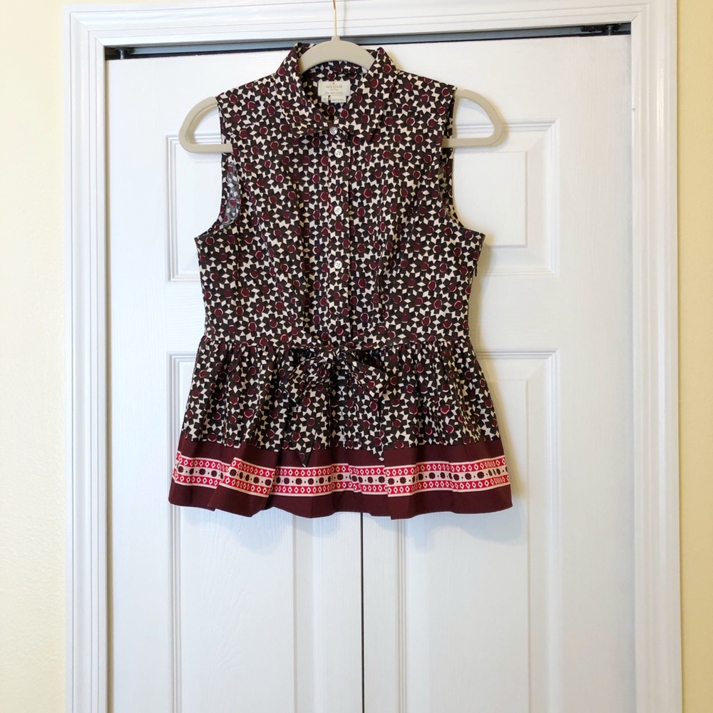 Kate Spade Rambling Roses Floral Peplum Blouse - Picture 2 of 5